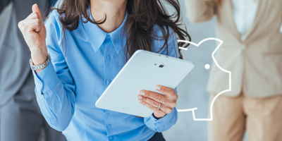 Woman holding a tablet