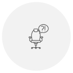 Office chair with Questions marks. Where to get started Icon.
