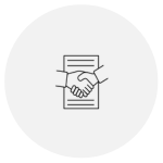 Handshake with a contract behind icon