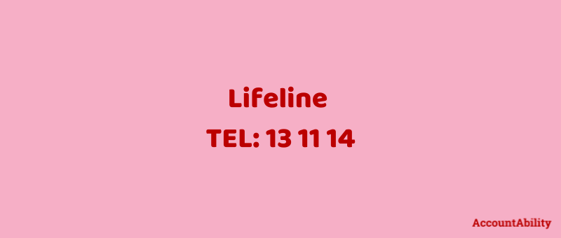 Pink box with Lifeline number