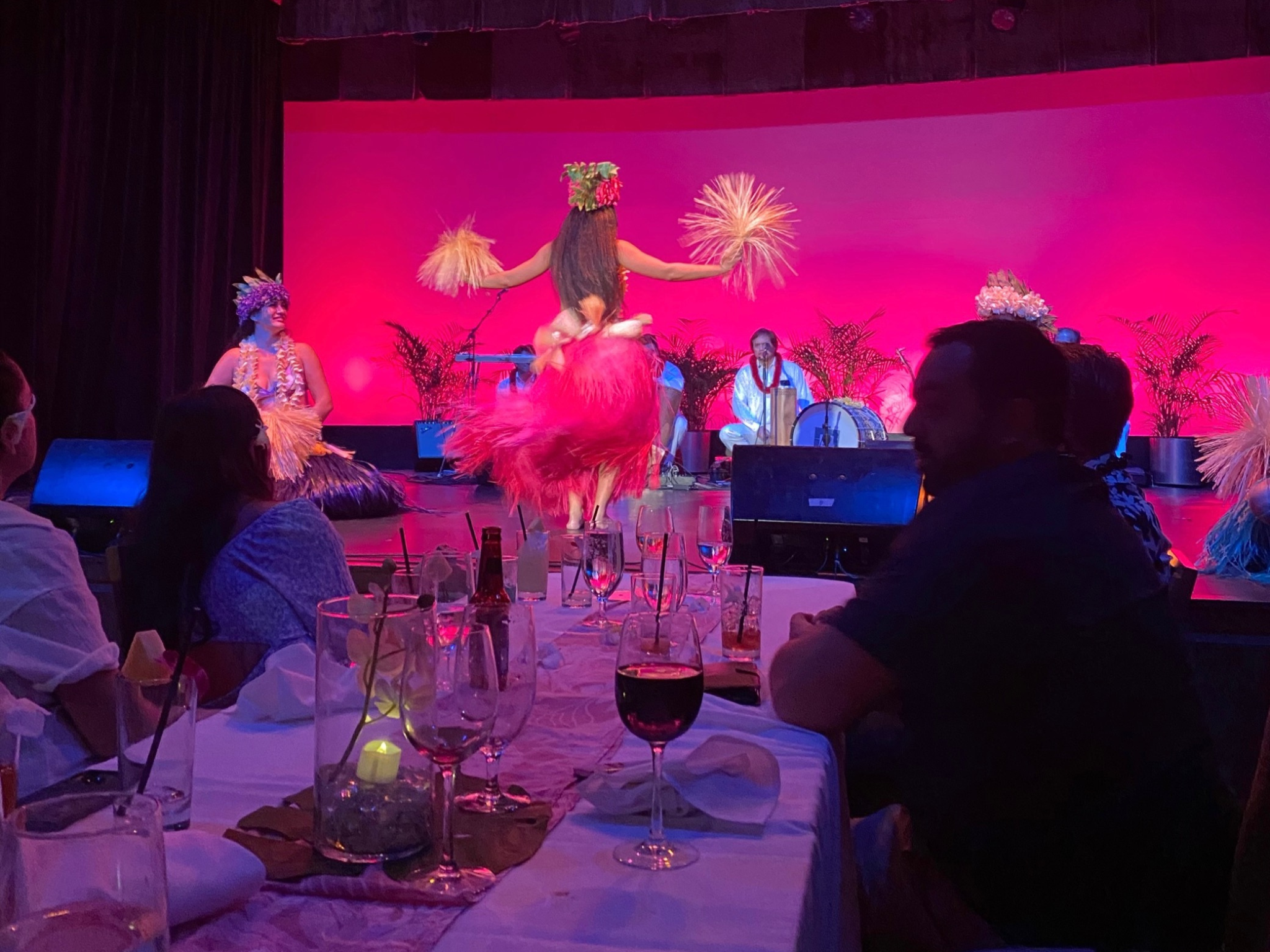 The team attending a luau