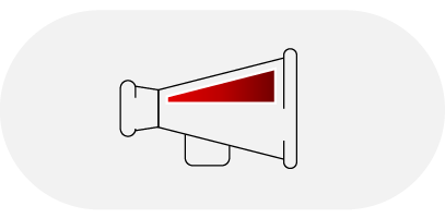 An icon of a megaphone with red shading