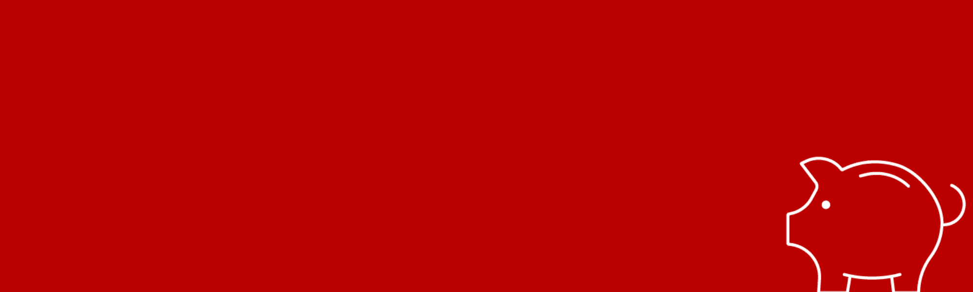 White outline icon of a pig on a red background